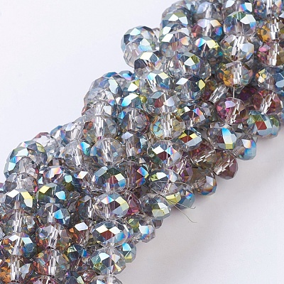 Faceted Electroplate Glass Rondelle Bead Strands X-EGLA-S010-6-1