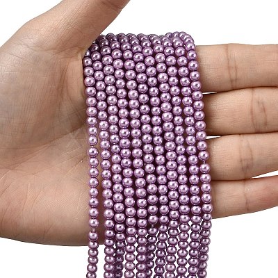 Eco-Friendly Dyed Glass Pearl Round Beads Strands HY-A002-4mm-RB056-1