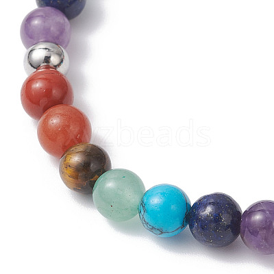 Chakra Natural Mixed Gemstone Beads Stretch Bracelets for Women BJEW-JB12607-01-1