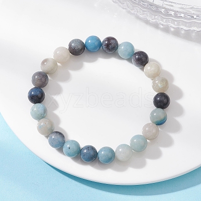 Round Natural Trolleite Beads Stretch Bracelets for Women BJEW-JB12731-1