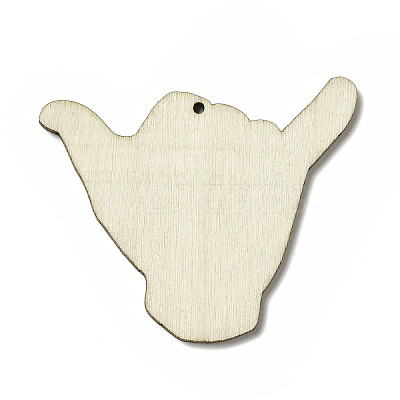American Flag Theme Single Face Printed Aspen Wood Gesture Big Pendants WOOD-G014-17-1