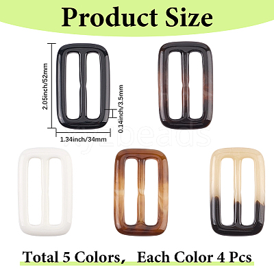 20Pcs Resin Tri-Glide Adjuster Buckles FIND-GF0008-12B-1