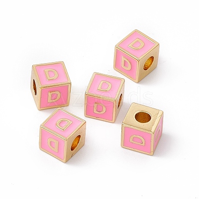 Rack Plating Brass Enamel Beads KK-B060-04G-05D-1