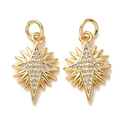 Brass Micro Pave Clear Cubic Zirconia Pendants CU-E003-16G-C-1
