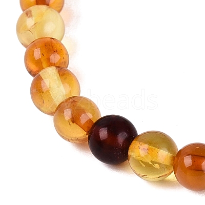 Natural Amber Beaded Stretch Bracelets BJEW-N041-04A-01-1