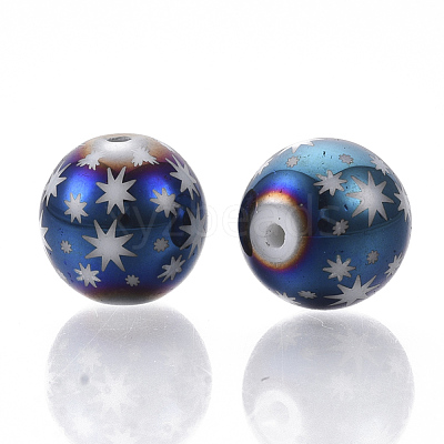 Christmas Electroplate Glass Beads X-EGLA-R113-07F-1