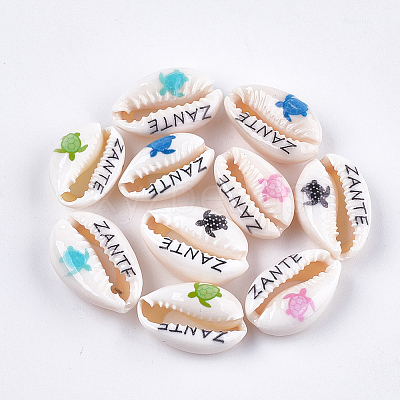 Printed Cowrie Shell Beads SHEL-S276-12-1