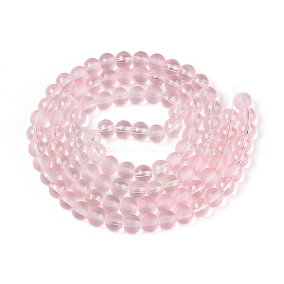 Frosted Transparent Glass Bead Strands X1-GLAA-P065-8mm-03-1