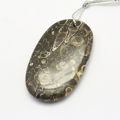 Natural Fossil Pendants G-G694-A-07-1