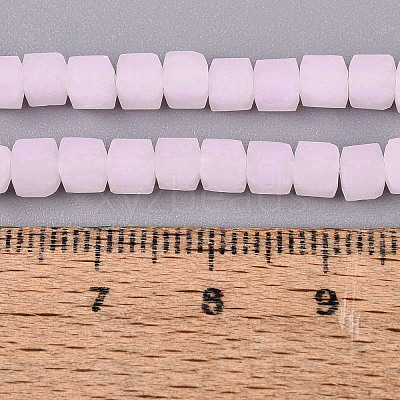 Frosted Imitation Jade Glass Beads Strands GLAA-N072-01A-C02-1