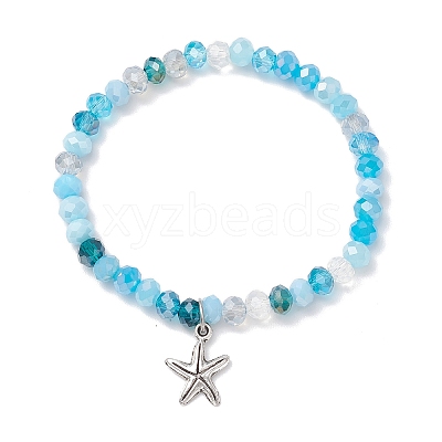 5Pcs 5 Styles Ocean Series Alloy Charm Bracelets BJEW-JB11726-1