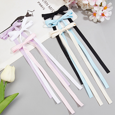 Big Bowknot Polyester Alligator Hair Clips AJEW-CP0008-39D-1