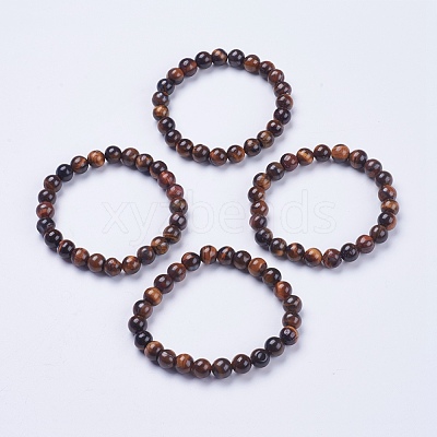 Natural Tiger Eye Beaded Stretch Bracelets BJEW-I253-8mm-27-1