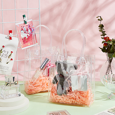 Valentine's Day Rectangle Transparent PVC Storage Bags with Handle ABAG-WH0038-38-1