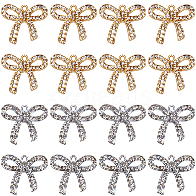 24Pcs 2 Colors Alloy Rhinestone Pendants ALRI-SC0001-46-1