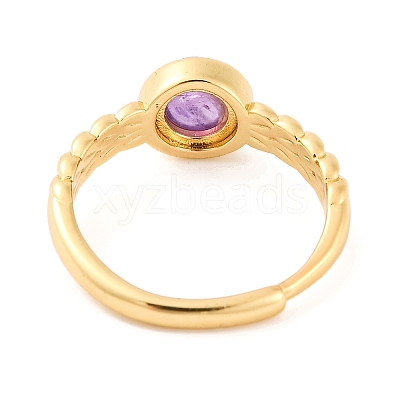 Round Natural Amethyst Adjustable Rings RJEW-Q817-03G-06-1