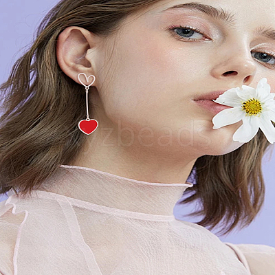 1 Pair Alloy Dangle Stud Earrings EJEW-LP0003-54RG-01-1