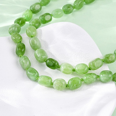 Natural Dyed Malaysia Jade Tumble Stone Nuggets Beaded Long Necklaces for Women NJEW-F340-A07-1