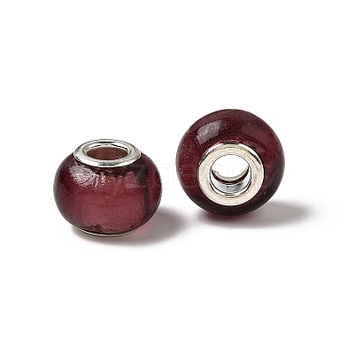 Handmade Silver Foil Glass European Beads LPDL-R008-02-1
