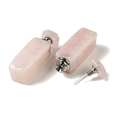 Natural Rose Quartz Dropper Perfume Bottle with Stainless Steel Color Tone 304 Stainless Steel Findings DJEW-H010-01P-02-1