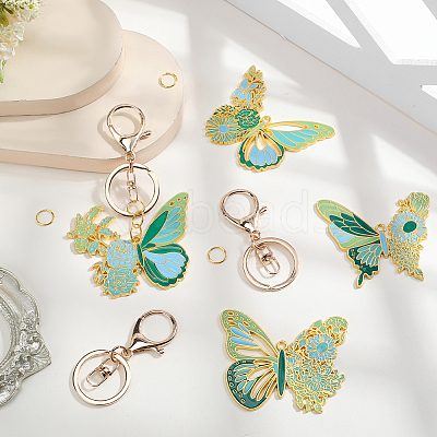 DIY Alloy Enamel Butterfly Pendants Keychain Making Kits DIY-SP0003-10C-1