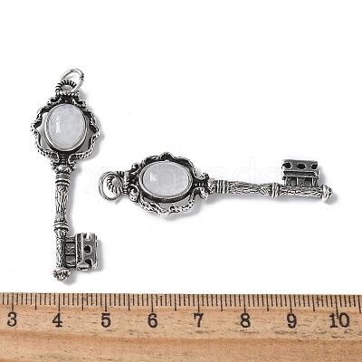 Key Brass Natural Quartz Crystal Big Pendants KK-D361-01AS-13-1