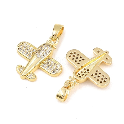Brass Micro Pave Clear Cubic Zirconia Pendants KK-G549-18C-G-1