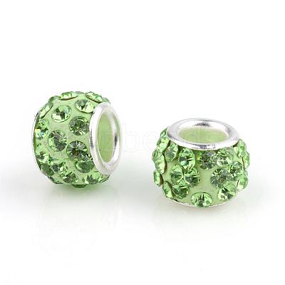 Polymer Clay Rhinestone European Beads CPDL-T001-11-1