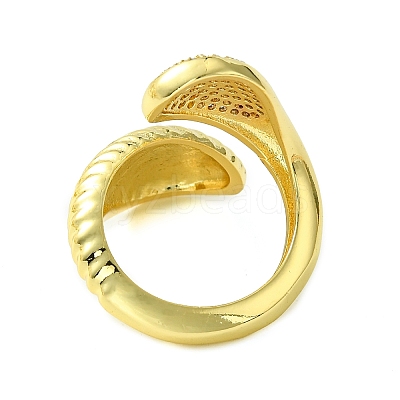 Brass Micro Pave Cubic Zirconia Open Cuff Rings RJEW-K256-04G-1
