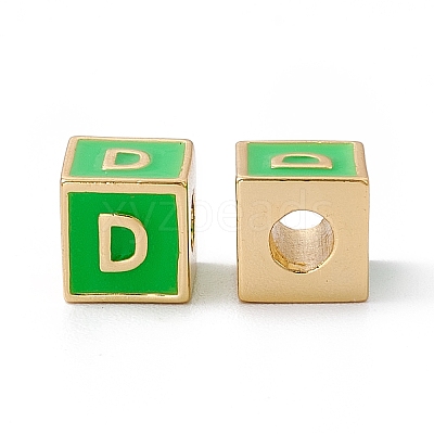 Rack Plating Brass Enamel Beads KK-B060-04G-02D-1