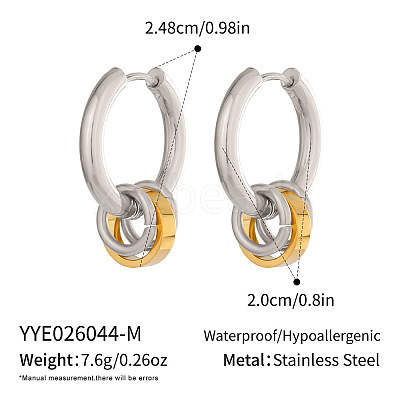 304 Stainless Steel Hoop Dangle Earrings for Women DP9089-2-1