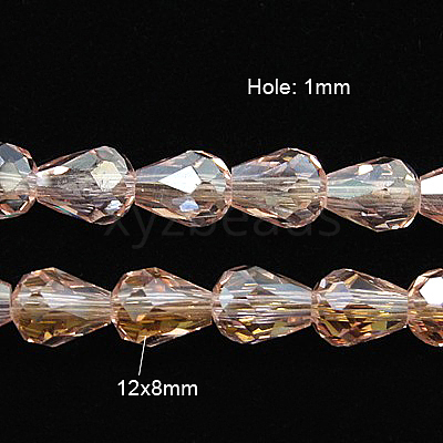 Electroplate Glass Beads Strands EGLA-D015-12x8mm-23-1