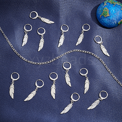 20 Pairs Feather Dangle Leverback Earrings EJEW-UN0001-86-1