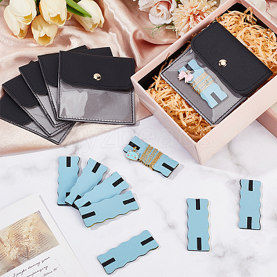 6Pcs Square PU Leather Jewelry Storage Bags with Iron Button ABAG-OC0001-18C-1