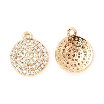Brass Micro Pave Clear Cubic Zirconia Pendants KK-E071-16KCG-1