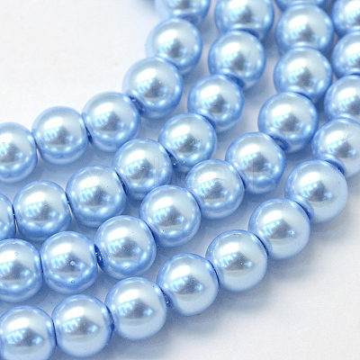 Baking Paint Pearlized Glass Pearl Round Bead Strands X-HY-Q003-10mm-24-1