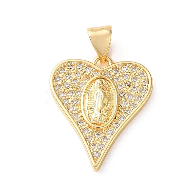 Brass Micro Pave Clear Cubic Zirconia Pendants CU-CBA03AF-09B-G-1