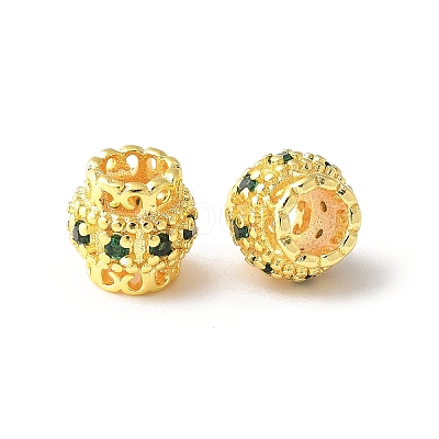 Brass Micro Pave Cubic Zirconia European Beads KK-U067-08G-02-1