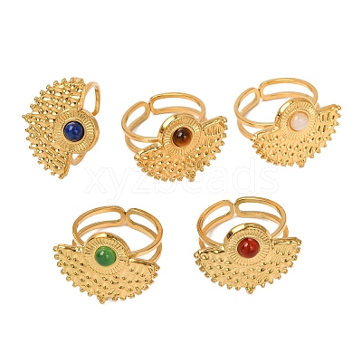 Natural Mixed Stone Finger Rings RJEW-Q822-43G-1