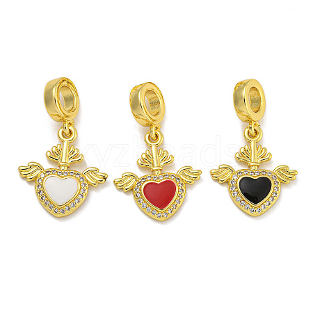 Rack Plating Brass Enamel European Dangle Charms KK-I718-26G-1