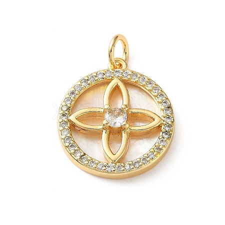 Brass Micro Pave Clear Cubic Zirconia Pendants CU-CBA03AF-06D-G-1