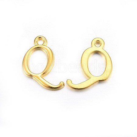 Golden Plated Alloy Letter Pendants PALLOY-J718-01G-Q-1