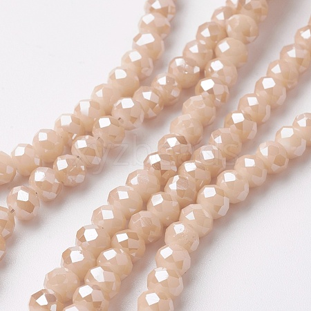 Electroplate Glass Beads Strands X-EGLA-F124-PL-A01-1