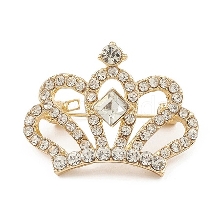 Rhinestone Crown Brooch Pin JEWB-Q030-05G-1