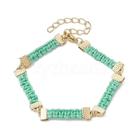 Braided Waxed Polyester Rectangle Link Chain Bracelets BJEW-JB10000-01-1