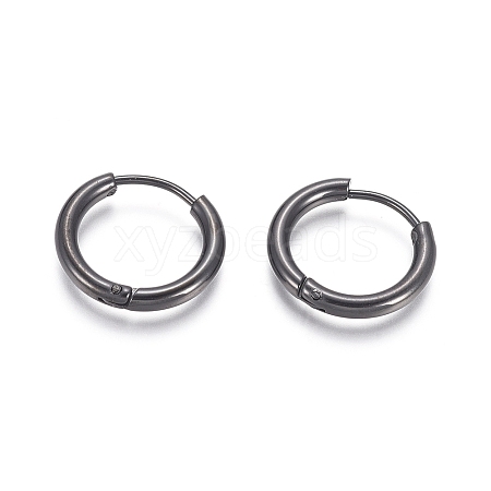 304 Stainless Steel Huggie Hoop Earrings LS-EJEW-F111B-17mm-B-1