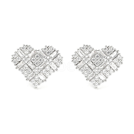 Rack Plating Brass Micro Pave Clear Cubic Zirconia Stud Earrings for Women EJEW-M260-12P-1