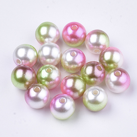 Rainbow ABS Plastic Imitation Pearl Beads X-OACR-Q174-3mm-08-1