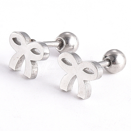 Tarnish Resistant 201 Stainless Steel Barbell Cartilage Earrings EJEW-R147-10-1