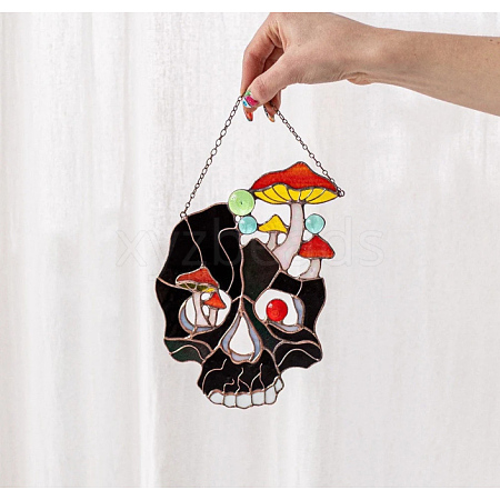 Acrylic Skull Wall Decorations DARK-PW0001-126B-1